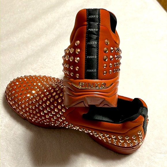 PINKO. Rhinestone Sneakers. Neoprene. Size 39/8. Like New - Picture 5 of 9